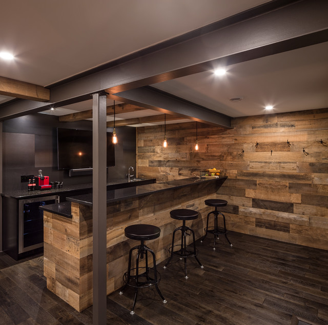 Steel and Wood Bar - Just Basements Ottawa - Rustic - Home Bar - Ottawa -  by Just Basements